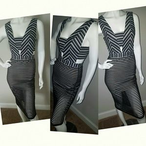 Strip Black and Ivory Patterned Dress